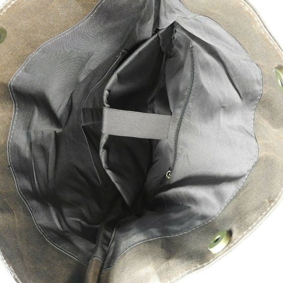 Waxed Canvas With Leather Trim Roll Top Backpack - Picture 8 of 8